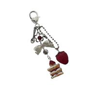 MEAKTSMI Llavero con cuentas de pastel único, accesorio de moda para bolsa de teléfono, adorno de aleación de acrílico, textura para uso diario y viajes