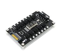 MEAKTSMI Multifunción Ventilador Hub Convertir SATA o 4 pines Fuente de alimentación en 10 puertos con control de temperatura en tiempo real