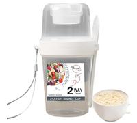 Meal Prep Oats Container - Portable Food Storage Jar, Separate Topping Section Cup, Secure Sealed Lid Build | Organized Healthy Eating Companion For Breakfast Snacks Travel Daily Use