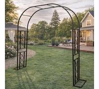 Meal s and Arches - Arco de enrejado para planes de escalada, telón de fondo elegante de boda, decoración exterior con base (negro, 118 x 91)