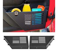 MEALAM Cajas de almacenamiento de metal para puerta delantera compatibles con Jeep Wrangler JK JKU 2/4 puertas 2007-2018, 2 paquetes de bolsillos organizadores laterales de puerta delantera para Jeep