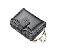 Mealoodiousmusea Cartera corta dividida para mujer, gran capacidad, con cremallera, multifunción, monedero, tarjetero, bolsillo interior, color negro, Black, as description, como se muestra en la