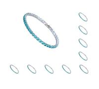 Mealoodiousmusea Excelente pulsera de tenis de circonita cúbica para mujeres y hombres, cadena de cobre con cristales de cristal, exquisita pulsera hecha a mano platino blanco 17 cm, as description