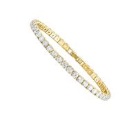 Mealoodiousmusea Excelente pulsera de tenis de circonita cúbica para mujeres y hombres, cadena de cobre con cristales de cristal, exquisita pulsera hecha a mano platino blanco 17 cm, as description