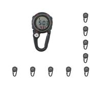 Mealoodiousmusea Reloj deportivo con clip de mosquetón, reloj de moda, luminoso, multifunción, brújulas, visualización de temperatura, relojes de regalo, color azul, Juego de 10 (negro), as