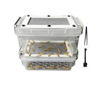 Mealworm Breeding Container - PE 11x9.5x7cm | Anti-Moisture Silkworm Enclosure with Tweezer and Cleaning Brush, Mealworm Keeper Box For Reptiles, Lizards, Tortoises, Amphibians and Small Pets