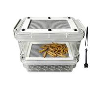 Mealworm Breeding Container - PE, Rearing Box, Ventilated Mesh | Worm Farming Habitat Case, Reptile Food Storage, Culture Kit For Lizards, Birds, Amphibians, Pet Feeding Use