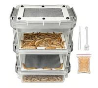 Mealworm Breeding Kit - 3 Layer Silkworm Feeder & Corn Worm Breeder Box | Stackable Transparent Breeding Container with Ventilation & Feces Separation