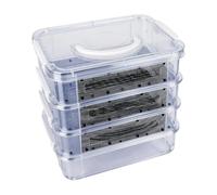 Mealworm Breeding Kit, 4 Layer Feeding Bin, Clear Mesh Farm Container with Ventilated Design, Stackable Worm Rearing Box with Handle for Reptile Bird Chicken Spider Lizard Pet Feeding