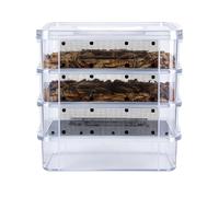 Mealworm Breeding Kit Bin, Clear Mesh Feeding Layer, 4 Stack with Handle Grip, Farm Container with Ventilated Hold, Reptiles Feeder for Bird Chicken, Worm Bin for Lizard Bearded Dragon