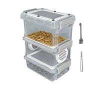 Mealworm Breeding Kit - Stable Multi Layer, Filter Container with Breathable Design, Small Animal Habitat, Rearing Box, Breeding Kit for Reptiles Lizards Frogs Tortoises Backyard Classroom Science