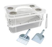 Mealworm Breeding Kit - Transparent Fine Mesh Bin, with Corn Worm Feeding Container Design, Optimal Airflow Mealworms Keeper, for Bearded Dragon Birds Chickens Frogs | for Lizards Reptiles Sugar Glide