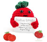 Meanju Mini Patata Positiva Divertida,Patata Positiva de Punto Lindo Creativo Positive Potato,Mini Muñeca de Lana Creativa,para Regalos de Cumpleaños Estímulo (Rojo)
