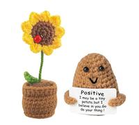 Meanju Mini Patata Positiva Divertida,Patata Positiva de Punto Lindo Creativo Positive Potato,Mini Muñeca de Lana Creativa,para Regalos de Cumpleaños Estímulo (Marrón)