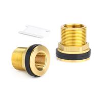 MEANLIN 2PCS Raccordo passante per serbatoio in ottone, filettatura BSP maschio 1/2" a femmina 3/8" per serbatoi d'acqua con guarnizioni in gomma per serbatoi, stagni e impianti idraulici