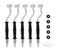 MEANLIN 5PCS Set de inflador de neumáticos de doble cabezal 1/4"FBSP, Inflador de neumáticos de hierro con mango curvo de conexión de 2 vías con enchufe rápido y mango de goma para neumáticos