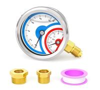 MEANLIN MEASURE 0~10 BAR/150PSI Manómetro térmico de acero inoxidable 0~120℃ 1/4" BSP 2.5"FACE DIAL Manómetro de presión lleno de líquido, con 1/2"BSP y 3/8"BSP Buje hexagonal, montaje inferior