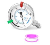 MEANLIN MEASURE 0~10Bar/0~150Psi Manómetro de Presión Lleno de Líquido de Acero Inoxidable con Junta de Acero Inoxidable 316 1/4" BSP 2.5" FACE DIAL para Compresor de Aire Regulador,Montaje Inferior