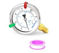 MEANLIN MEASURE 0~4Bar/0~60Psi Manómetro de 1/4" BSP con esfera de 2.5", manómetro de acero inoxidable relleno de líquido,montaje inferior(con 2 piezas de broches).