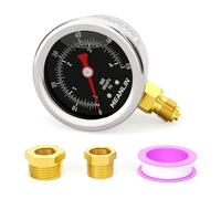 MEANLIN MEASURE 0~4Bar/0~60Psi Manómetro de acero inoxidable 1/8" BSP 1.5" FACE DIAL, relleno de glicerina, relleno de líquido, montaje inferior (negro) con casquillo hexagonal 1/4" BSP y 3/8" BSP