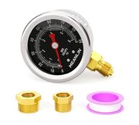 MEANLIN MEASURE 0~6Bar/0~90Psi Manómetro de acero inoxidable 1/8" BSP 1.5" FACE DIAL, relleno de glicerina, relleno de líquido, montaje inferior (negro) con casquillo hexagonal 1/4" BSP y 3/8" BSP
