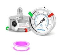 MEANLIN MEASURE 0~6Bar/0~90Psi Manómetro de Presión Lleno de Líquido de Acero Inoxidable con Junta de Acero Inoxidable 316 1/4" BSP 2.5" FACE DIAL para Compresor de Aire Regulador,montaje posterior