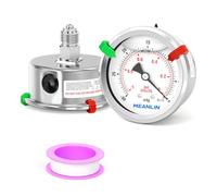 MEANLIN MEASURE -1~0Bar/-30~0inHg Manómetro de vacío relleno de glicerina con junta de acero inoxidable 316 1/4" BSP 2.5" FACE DIAL,Montaje posteriore,para agua, aceite, etc.