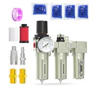 MEANLIN MEASURE 1/2" BSP Grado industrial resistente Sistema de secado de aire de 3 etapas, secador desecante y regulador de aire, drenaje manual, para cortadora de plasma y pulverizador de pintura