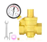 MEANLIN MEASURE 1/2 pulgada de latón Válvula reguladora de presión de agua, válvula reductora de presión, DN15, con manómetro 0-16BAR/0-220PSI
