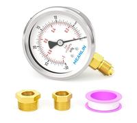 MEANLIN MEASURE -30inHg~0PSI - Manómetro de presión en seco de acero inoxidable de 1/4 pulgadas BSP de 2 pulgadas, esfera de cara impermeable para bomba de pozo, probador de presión de agua