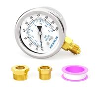 MEANLIN MEASURE Medidor de presión en seco de acero inoxidable de 0 ~ 100 psi, esfera de cara de 2 pulgadas BSP impermeable para bomba de pozo, probador de presión de agua, neumáticos, montaje