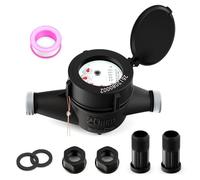 MEANLIN MEASURE Plástico 3/4" BSP Acoplamientos Contador de agua Contador de agua fría for Garden or Home, 20 mm en metros cúbicos, Instalación horizontal de un solo chorro