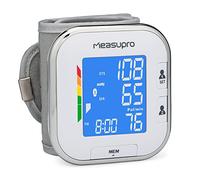 MeasuPro Monitor digital de presión arterial de muñeca con detección de frecuencia cardíaca, pantalla de alerta de color de hipertensión, dos modos de usuario, indicador IHB y recuperación de memoria