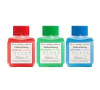 Measury Set de solución de calibración de pH 4.00, 6.86 y 9.18 - Fabricado en Alemania, solución tampón pH por 50 ml, solución de calibración rojo/verde/azul, juego de líquido de calibración