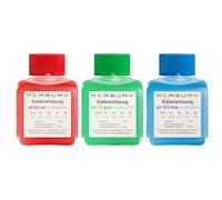 Measury Set de solución de calibración de pH 4.00, 7.00 y 10.00 - Fabricado en Alemania, solución tampón pH por 50 ml, solución de calibración rojo/verde/azul, juego de líquido de calibración