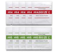 Measury Solución de Calibración de pH 10 piezas 4.00 y 6.86 Solución Tampón, Polvo de Calibración de pH Polvo Tampón, Solución de Calibración Rojo/Verde