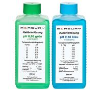 Measury Solución de Calibración de pH 6.86 y 9.18, Solución Tampón de pH 250ml cada una, Solución de Calibración Verde/Azul, Set de Líquido de Calibración