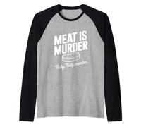 Meat Is Murder Sabroso Sabroso Asesinato Divertido Vegano Camiseta Manga Raglan
