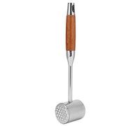 Meat Tenderizer Hammer | Dual - Sided 304 Stainless Steel with Wood Handle | Tenderize & Pound Meat/Crush Nuts & Ice | Ergonomic, Easy Storage