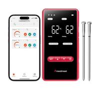 Meatmeet X Pro Termómetro para Carne con Bluetooth y WiFi, 2 Sondas 6 Sensores, Pantalla LED, IP69 Impermeable , resistente al calor hasta 582°C, Termometro Carne para BBQ, Grill, Cocina, Asador