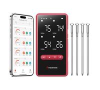 Meatmeet Z Pro Termómetro inalámbrico para carne con WiFi y Bluetooth, 4 sondas 6 sensores, Impermeable IP69, Resistente hasta 595 °C, Ideal para barbacoa, parrillas, ahumadores, hornos y cocina