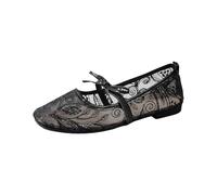 Meaunzyl Zapatos Planos Mary Jane De Malla para Mujer Casual con Lazo Zapatos De Bailarina De Malla De Encaje Elegantes con Hebilla Bailarinas Estilo Mary Jane Informales Uso Diario para Oficina