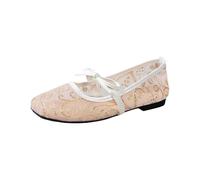 Meaunzyl Zapatos Planos Mary Jane De Malla para Mujer Casual con Lazo Zapatos De Bailarina De Malla De Encaje Elegantes con Hebilla Bailarinas Estilo Mary Jane Informales Uso Diario para Oficina