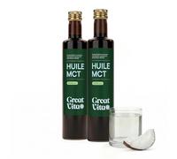 MeaVita Aceite MCT C8 + C10, MCT Oil 70% C8 (Ácido Caprílico) - Pack 2x 500ml (1 Litro), de Aceite de Coco, para Café Bulletproof Keto Paleo, Vegano, Sin Gluten, Sin Azúcar