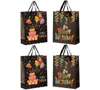 Meberg IK1745_x4 - Juego de 4 bolsas de regalo con asa (32 cm), color negro