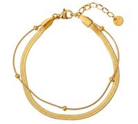 meberg Karma NH10233428 Tobillera de acero inoxidable chapado en oro doble oro joya de playa Tobillera Acceossire para mujer, 21 cm, Acero inoxidable, No es una piedra preciosa