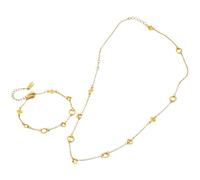 meberg Karma NH10401952 Juego de collar y pulsera de trébol dorado, juego de 2 unidades, acero inoxidable dorado, pulsera y cadena para mujer, resistente al agua, hipoalergénica, accesorios de moda de