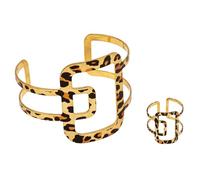 meberg Karma NH10797737 Juego de joyas para mujer, oro marrón, pulsera y anillo de diseño moderno, joya Leo, elegante, idea de regalo