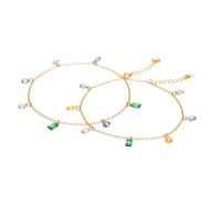 meberg Karma NH10824227 Tobillera y pulsera Set de joyas Oro Cristales Acero Inoxidable Juego de 2 Pulseras para Mujer y Tobillera Joyería para el Pie Joyas Vacaciones Playa Accesorios de Moda de