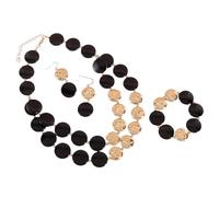meberg Karma NH11046030 - Conjunto de joyas para mujer, color negro, oro o plata, acrílico, pulsera, pendientes y collar, pulsera de cadena, pendientes y pendientes, set de regalo para mujeres, 43 cm